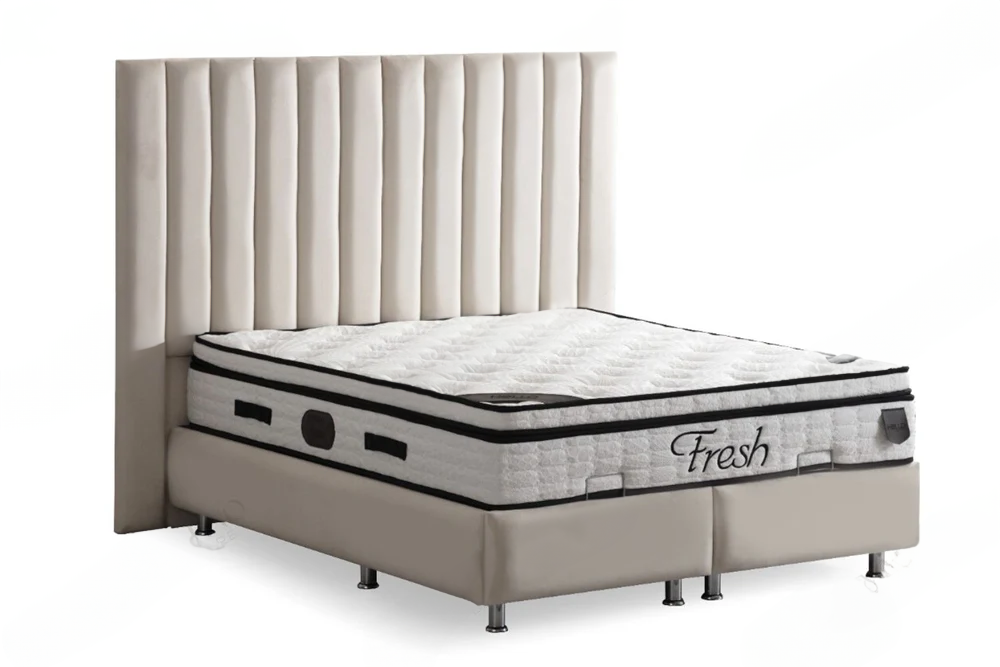 ATHENA - Lit Coffre Athena Blanc Cassé