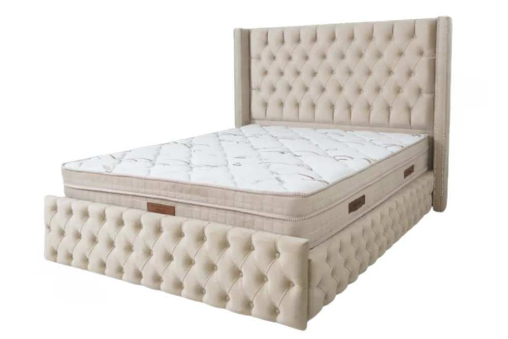 CLOUTE BEIGE - Cadre de Lit Clouté Beige