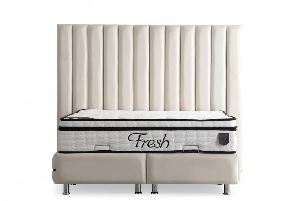 ATHENA - Lit Coffre Athena Blanc Cassé