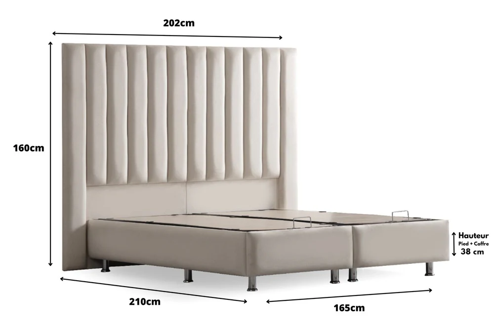 ATHENA - Lit Coffre Athena Blanc Cassé