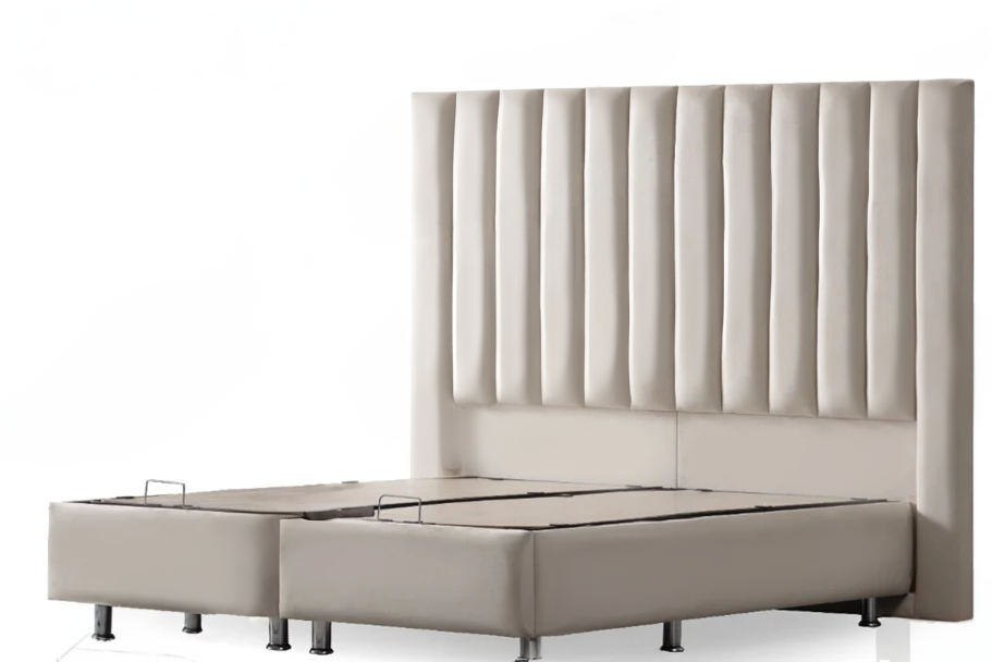ATHENA - Lit Coffre Athena Blanc Cassé